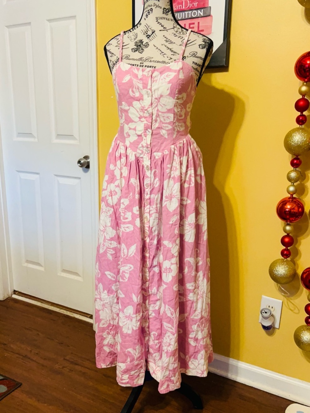 Free People Pink & White Floral Spaghetti-Strap Maxi Dress size S - Picture 12 of 16